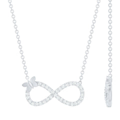 Certified Pave Set Moissanite Infinity Necklace with Butterfly