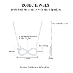 Certified Pave Set Moissanite Infinity Necklace with Butterfly
