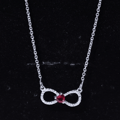 Half Carat Lab Grown Ruby and Moissanite Heart Infinity Necklace For Her