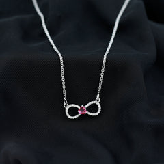 Half Carat Lab Grown Ruby and Moissanite Heart Infinity Necklace For Her