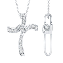 Certified Moissanite Unique Cross Necklace in Sterling Silver