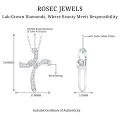 Certified Moissanite Unique Cross Necklace in Sterling Silver