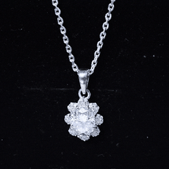 Flower Inspired Moissanite Oval Necklace with Chain