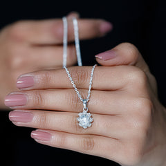 Flower Inspired Moissanite Oval Necklace with Chain