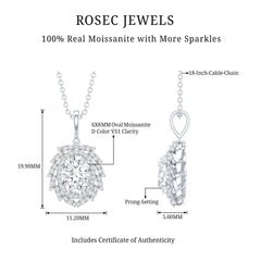 Oval Shaped Moissanite Designer Wedding Necklace With Silver Chain