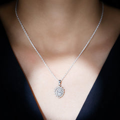 Oval Shaped Moissanite Designer Wedding Necklace With Silver Chain