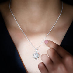 Oval Shaped Moissanite Designer Wedding Necklace With Silver Chain