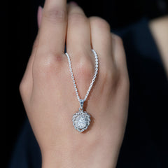 Oval Shaped Moissanite Designer Wedding Necklace With Silver Chain