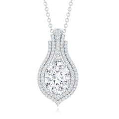 Certified 7X9 MM Oval Moissanite Statement Wedding Necklace with Chain