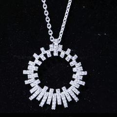 Womens Moissanite Designer Cocktail Necklace With Silver Chain