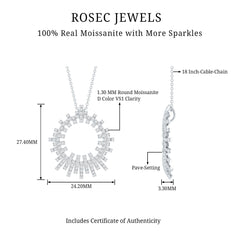 Womens Moissanite Designer Cocktail Necklace With Silver Chain