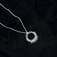 Womens Moissanite Designer Cocktail Necklace With Silver Chain