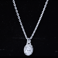 Vintage Style Certified Moissanite Oval Pendant With Halo