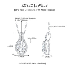 Vintage Style Certified Moissanite Oval Pendant With Halo
