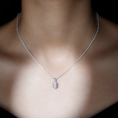 Vintage Style Certified Moissanite Oval Pendant With Halo