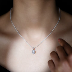 Vintage Style Certified Moissanite Oval Pendant With Halo
