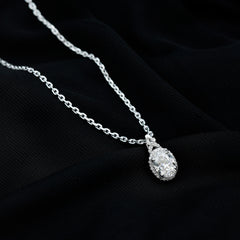 Vintage Style Certified Moissanite Oval Pendant With Halo