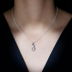Pave Set Moissanite Infinity Knot Necklace with Silver Chain