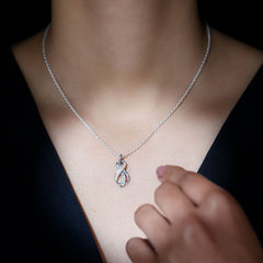 Pave Set Moissanite Infinity Knot Necklace with Silver Chain
