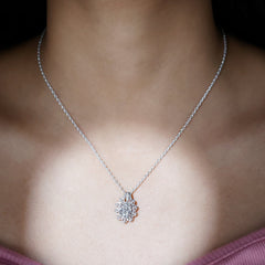 Certified Moissanite Vintage Inspired Necklace with Silver Chain