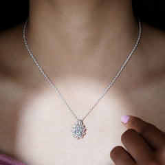 Certified Moissanite Vintage Inspired Necklace with Silver Chain