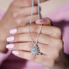 Certified Moissanite Vintage Inspired Necklace with Silver Chain