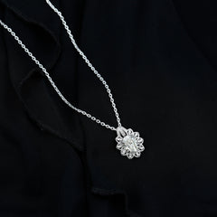 Certified Moissanite Vintage Inspired Necklace with Silver Chain