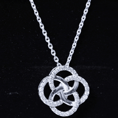 Sterling Silver Moissanite Interlocking Circle Necklace for Women