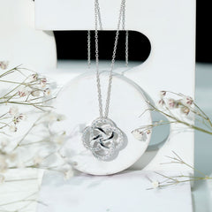 Sterling Silver Moissanite Interlocking Circle Necklace for Women