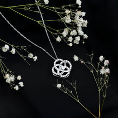 Sterling Silver Moissanite Interlocking Circle Necklace for Women