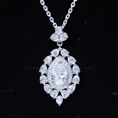 Certified 2.2 Carat Pear Shaped Moissanite Bridal Necklace with Silver Chain