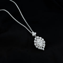 Certified 2.2 Carat Pear Shaped Moissanite Bridal Necklace with Silver Chain