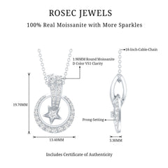 Certified Moissanite Shooting Star Necklace with Chain