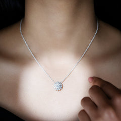 Certified 2 CT Moissanite Statement Flower Necklace with Silver Chain