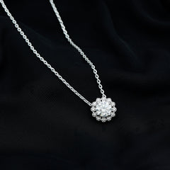 Certified 2 CT Moissanite Statement Flower Necklace with Silver Chain