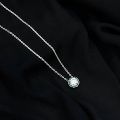 Vintage Style 2 CT Moissanite Solitaire Pendant with Lab Emerald