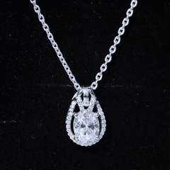 7X9 MM Oval Cut Moissanite Drop Necklace For Wedding