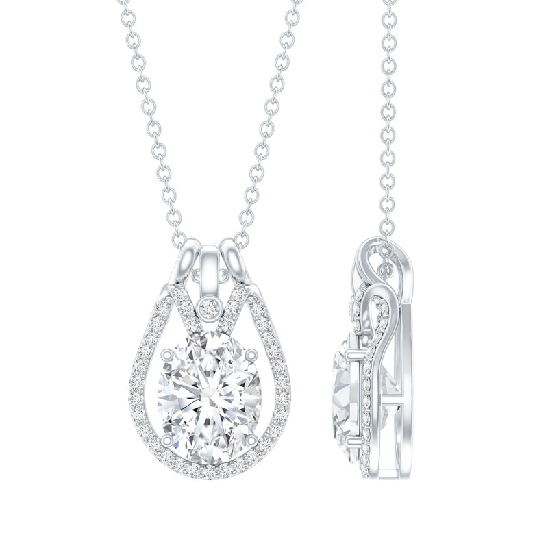 7X9 MM Oval Cut Moissanite Drop Necklace For Wedding