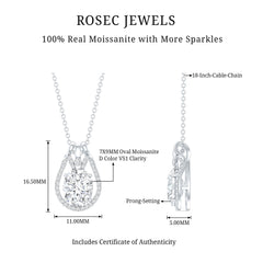 7X9 MM Oval Cut Moissanite Drop Necklace For Wedding