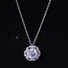 Certified 2 Carat Moissanite Statement Necklace with Lab Ruby