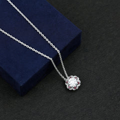 Certified 2 Carat Moissanite Statement Necklace with Lab Ruby