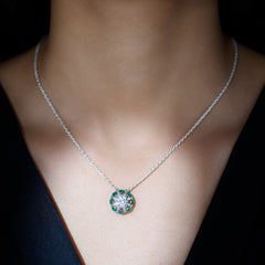 Moissanite Designer Necklace with Lab Grown Emerald