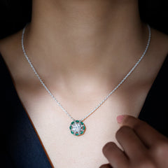 Moissanite Designer Necklace with Lab Grown Emerald
