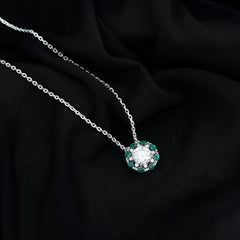Moissanite Designer Necklace with Lab Grown Emerald