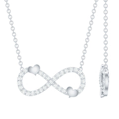 Certified Moissanite Infinity Heart Necklace in 14K Gold Plated Silver
