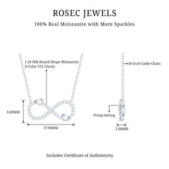 Certified Moissanite Infinity Heart Necklace in 14K Gold Plated Silver