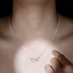 Certified Moissanite Infinity Heart Necklace in 14K Gold Plated Silver