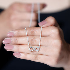 Certified Moissanite Infinity Heart Necklace in 14K Gold Plated Silver