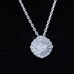 Certified Moissanite Double Halo Pendant Necklace with Chain