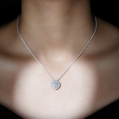 Certified Moissanite Double Halo Pendant Necklace with Chain